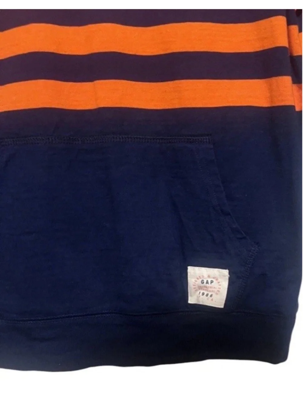 Gap 1969 Boys Pullover Shirt Large Navy Orange Lightweight Long Sleeve Top